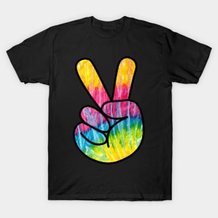 Psychedelic Peace Fingers Hand Sign T-Shirt